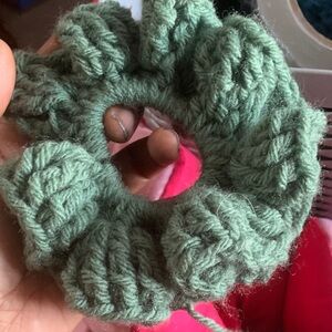 Green Knitted Hair Scrunchie